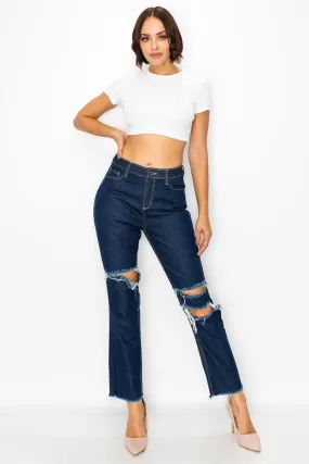 40346 Women's Boyfriend Jeans with Knee Destruction