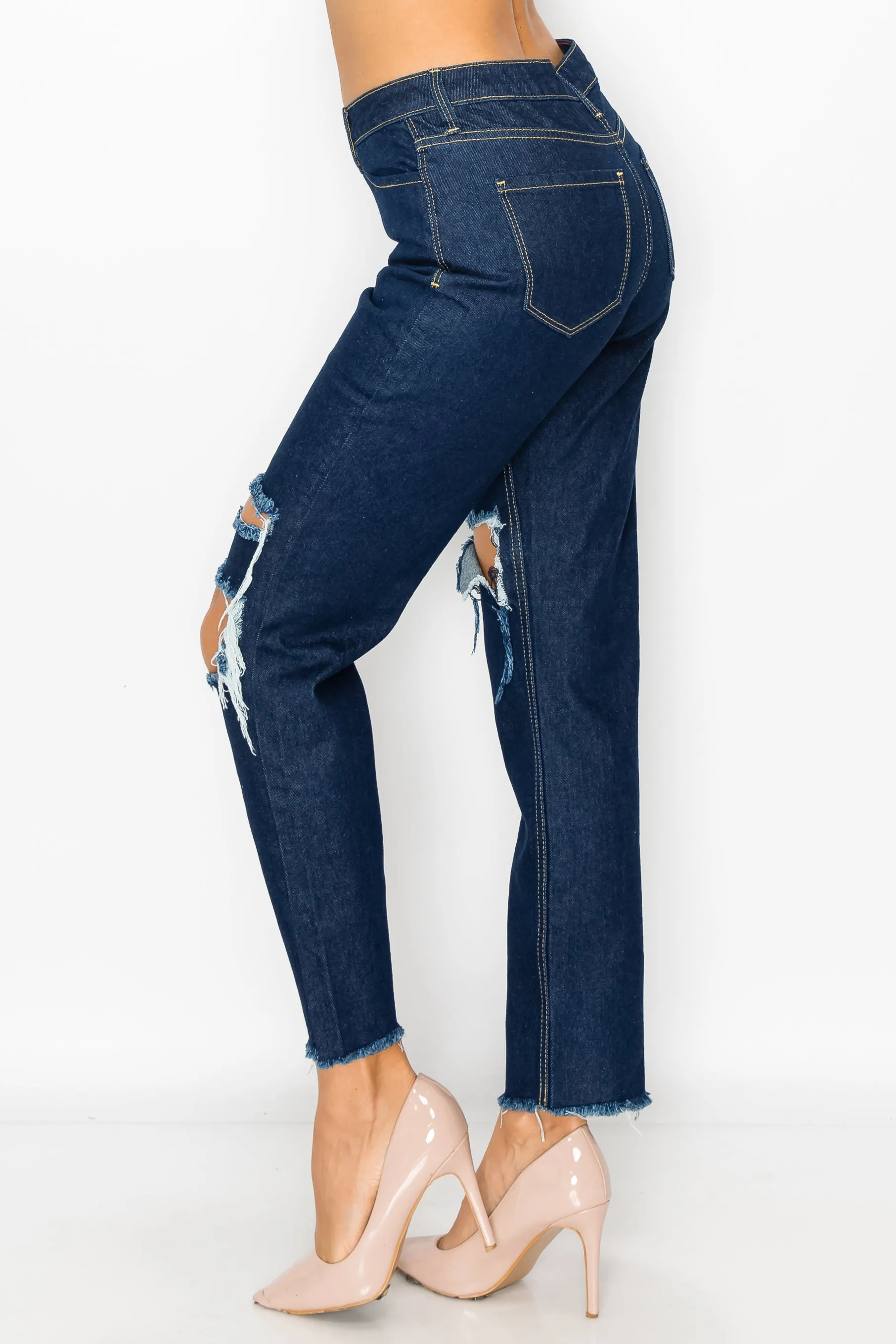 40346 Women's Boyfriend Jeans with Knee Destruction