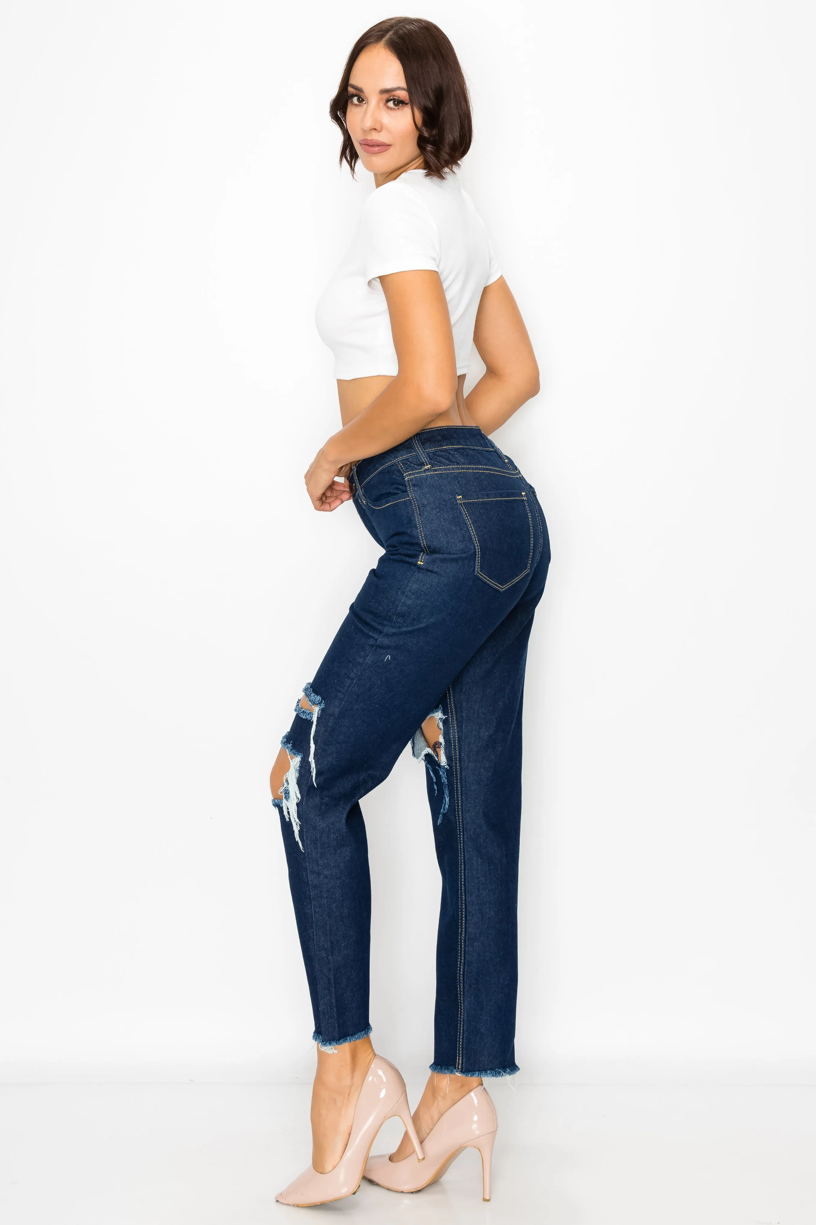 40346 Women's Boyfriend Jeans with Knee Destruction