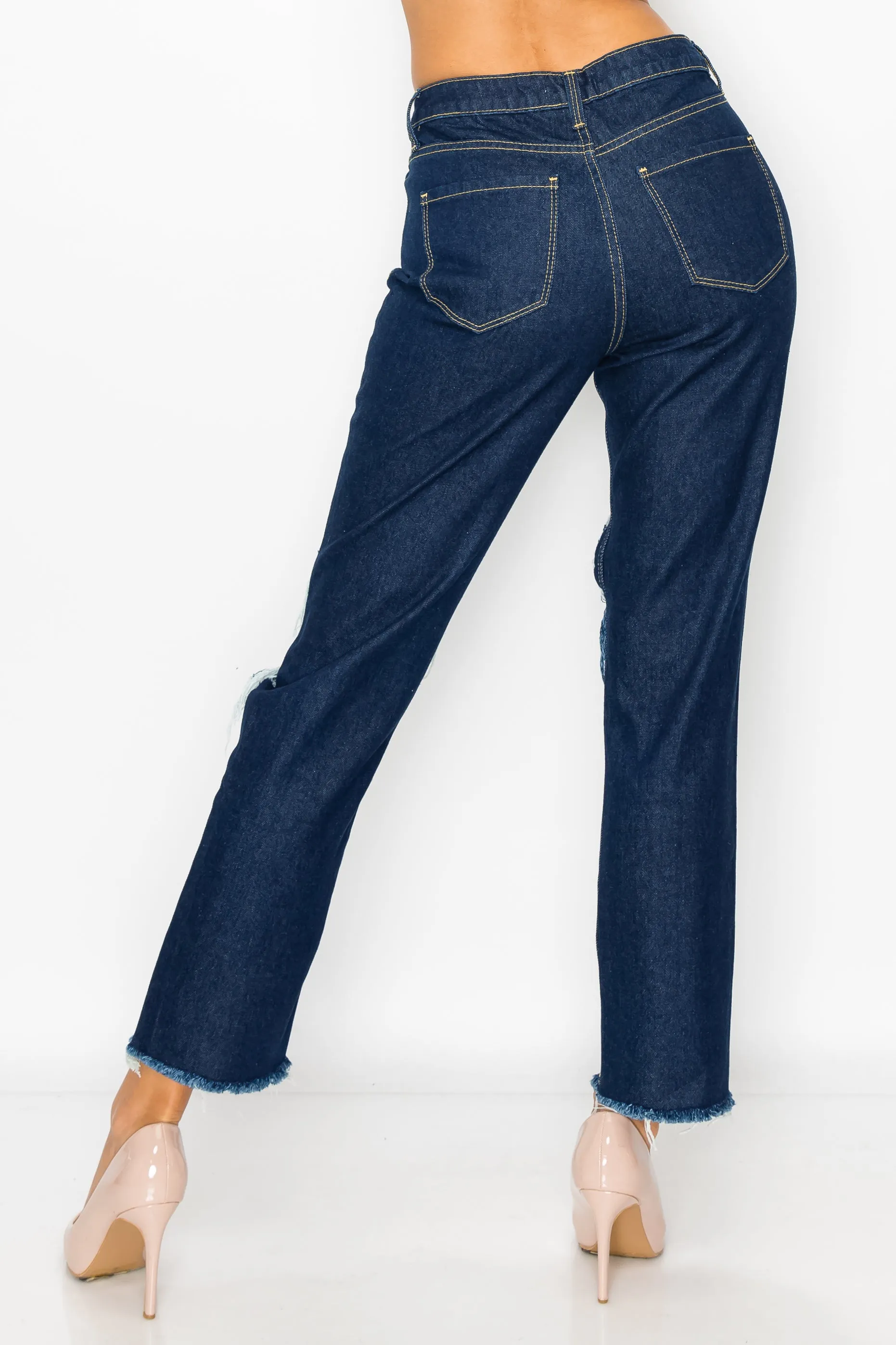 40346 Women's Boyfriend Jeans with Knee Destruction