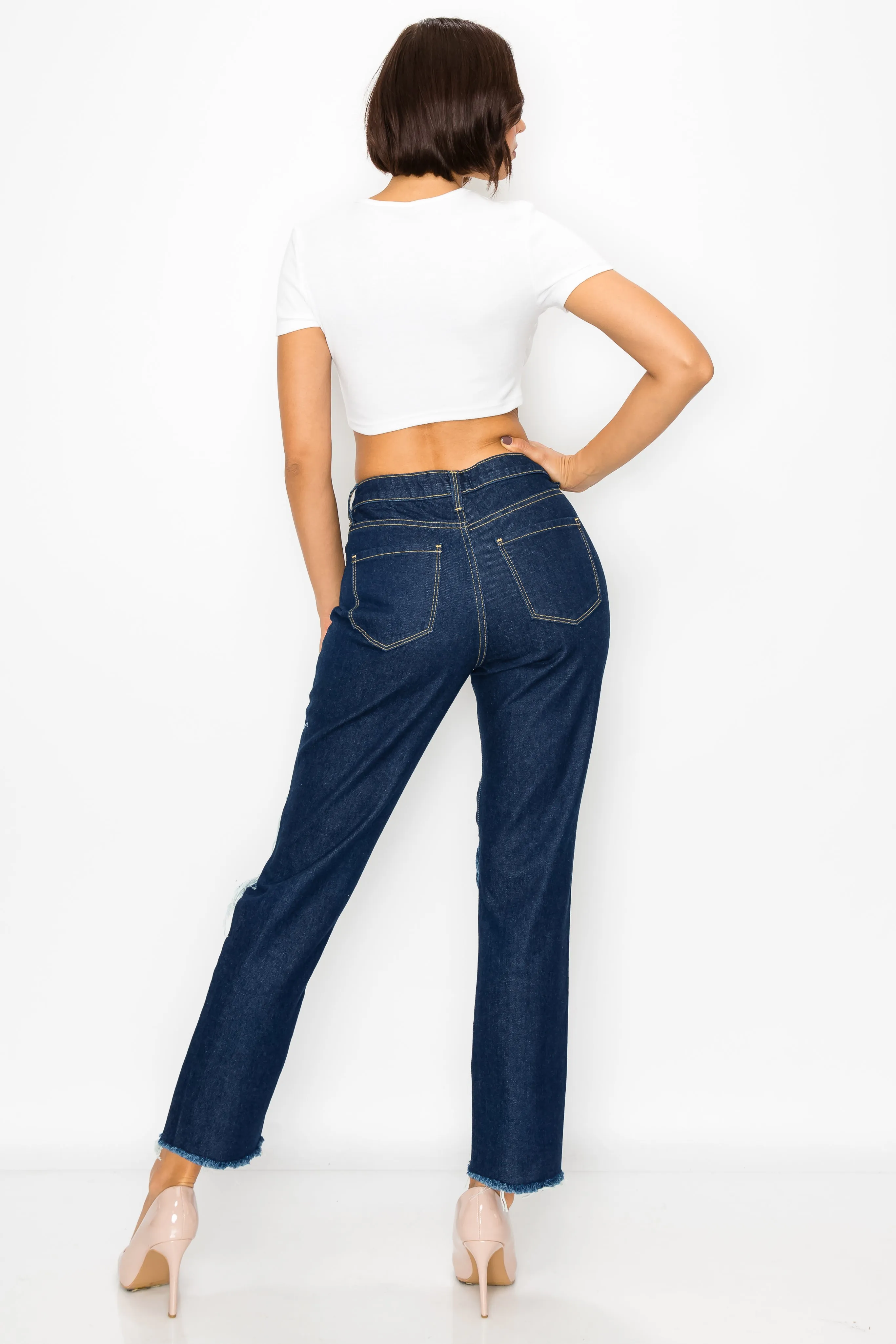 40346 Women's Boyfriend Jeans with Knee Destruction