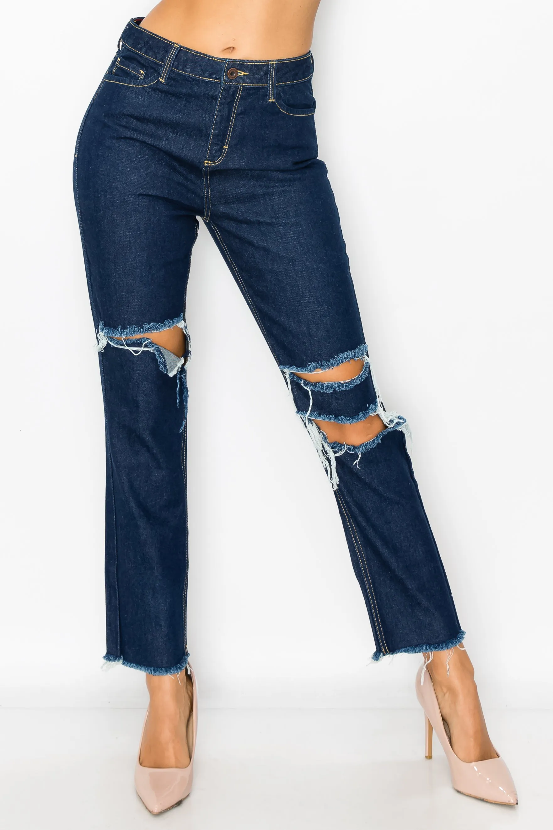 40346 Women's Boyfriend Jeans with Knee Destruction