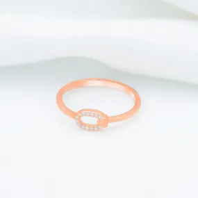 925 Rosegold  Ovel Heart Silver Ring