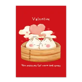  A4 Greeting Card: Warm And Gooey Dumplings Valentine's  Card