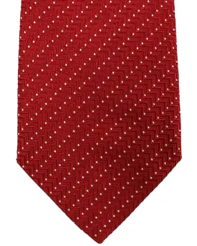 Armani Silk Tie Red Micro Dotted Stripes