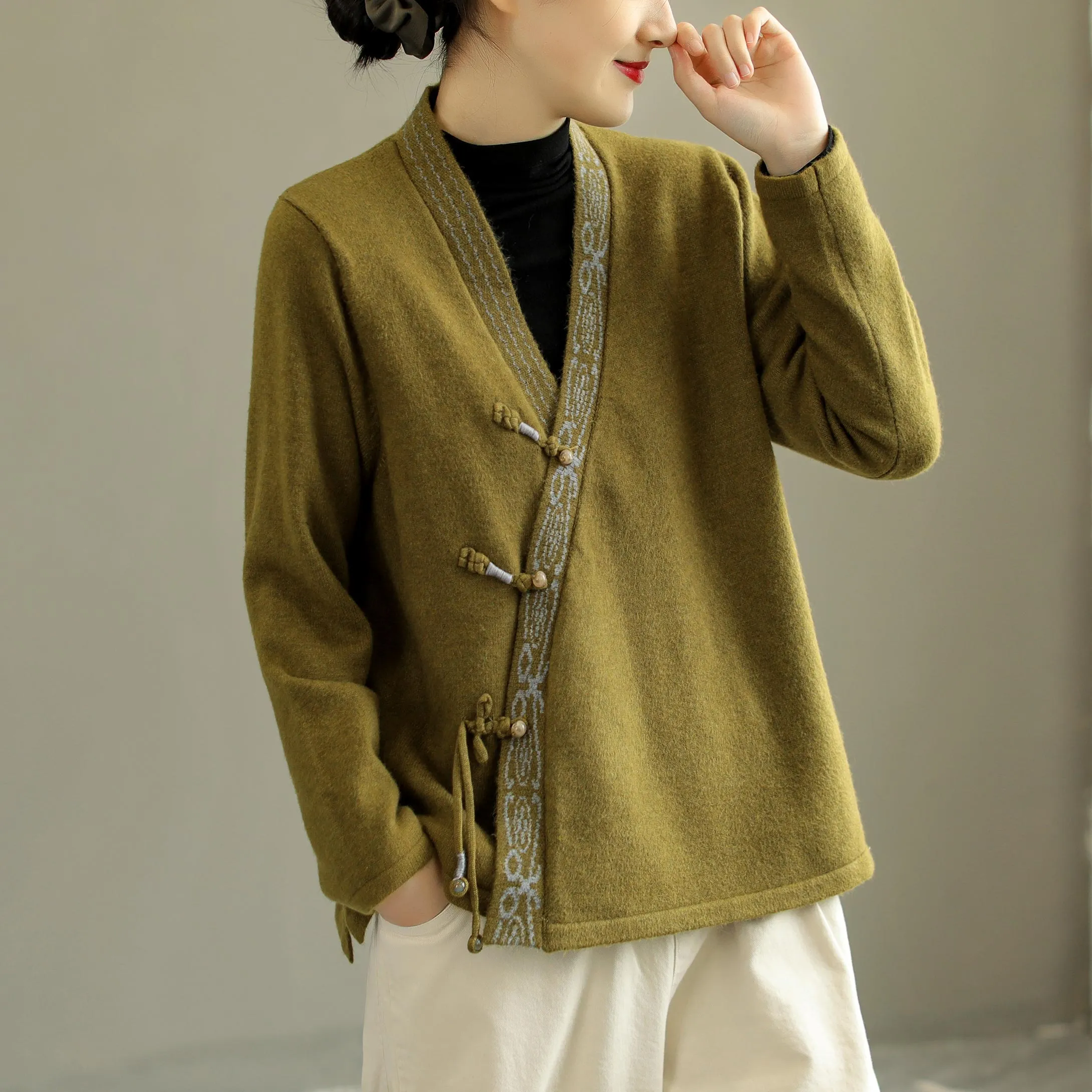 Autumn Retro Irregular Knitted Jacket For Women