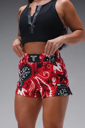 Bandana Women's Fight Shorts (3" Inseam) - Red