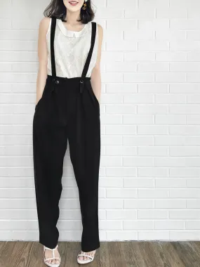 Black High Rise Loose-fit Suspender Pants