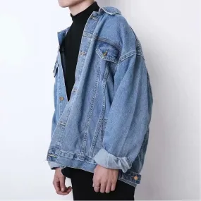 Bonsir 90s fashion men Spring and Autumn New Japanese Men's Denim Jacket Loose High Street Handsome Casual Suit Boys Workwear Lapel Jacket