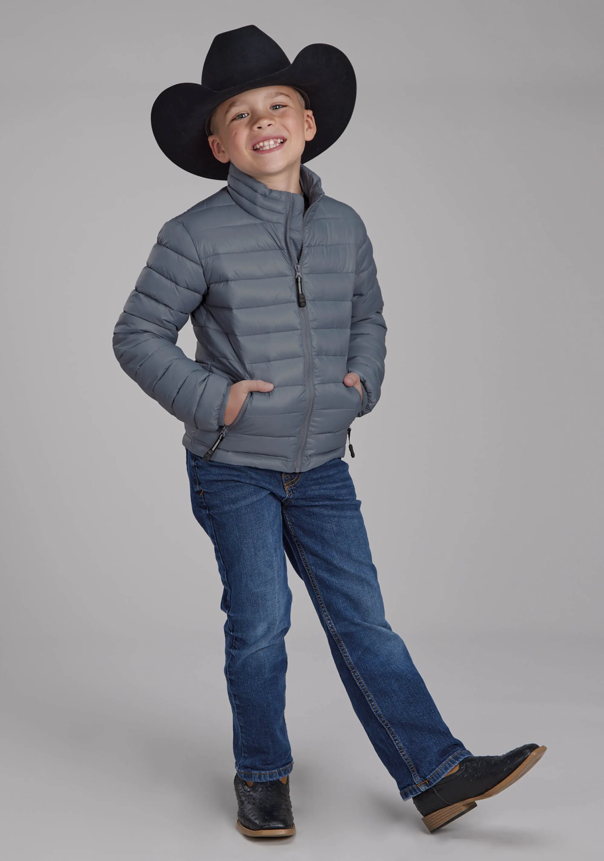 Boy's Roper Grey Parachute Western Jacket