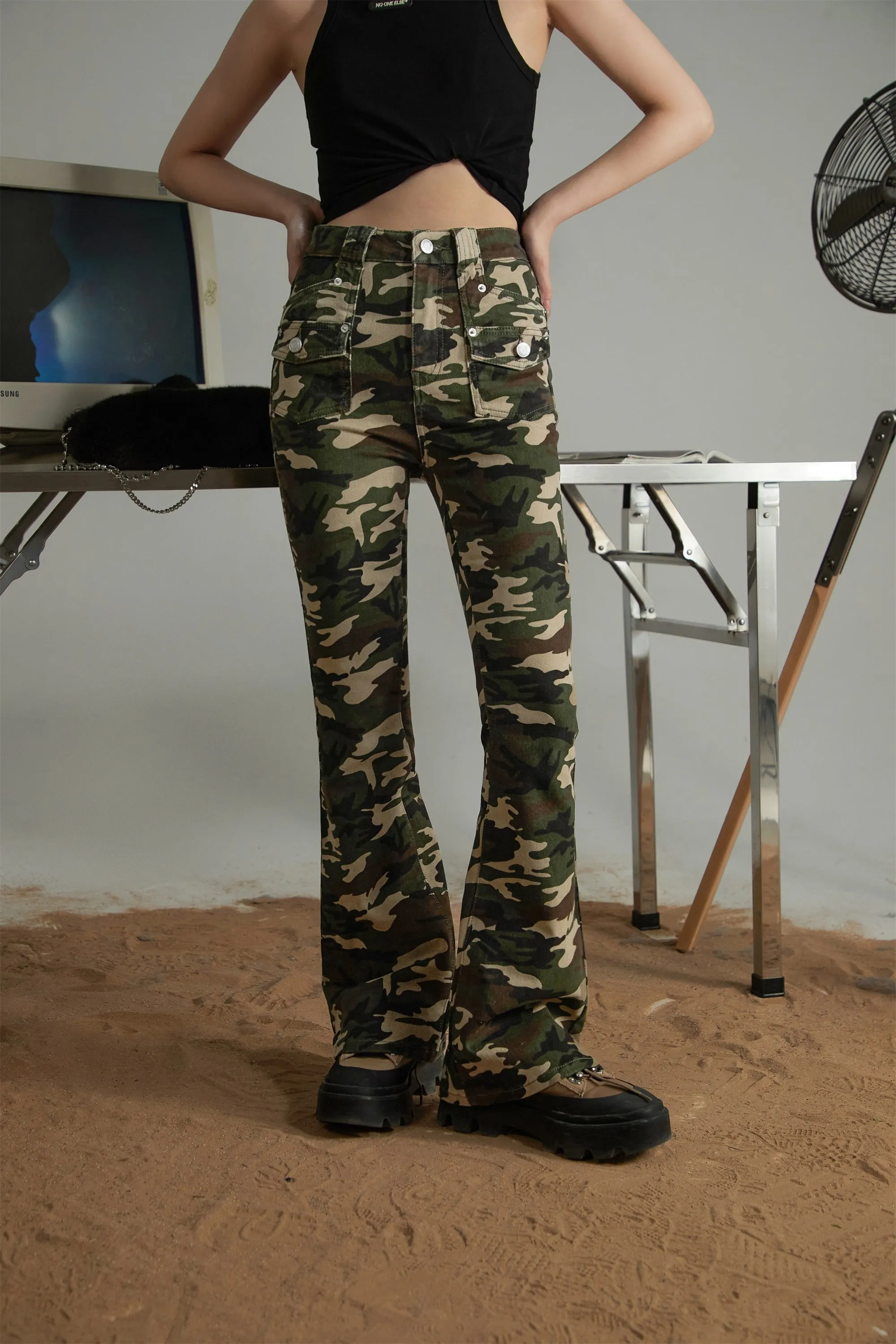 Camouflage Bootcut Pants