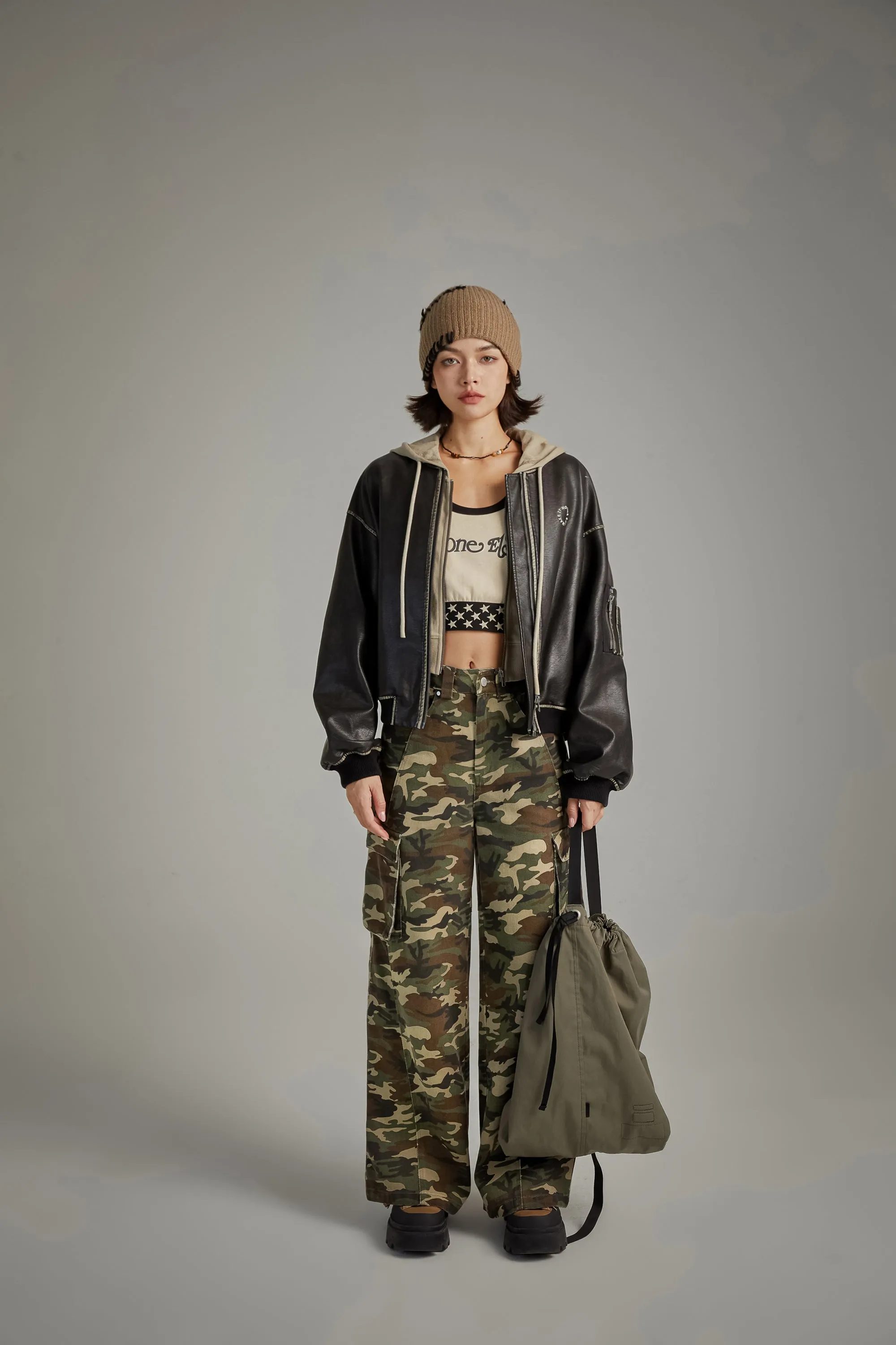 Camouflage Cargo Wide Pants