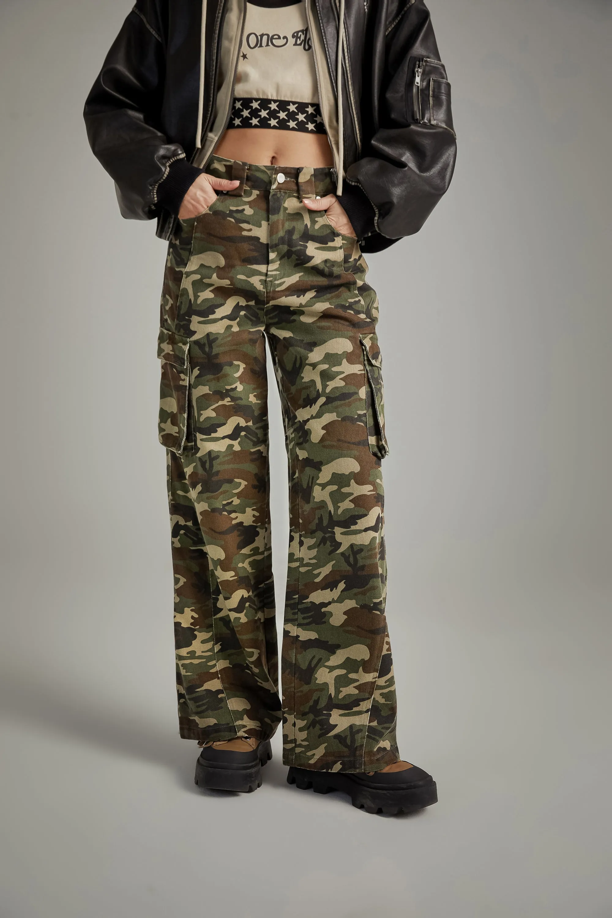 Camouflage Cargo Wide Pants