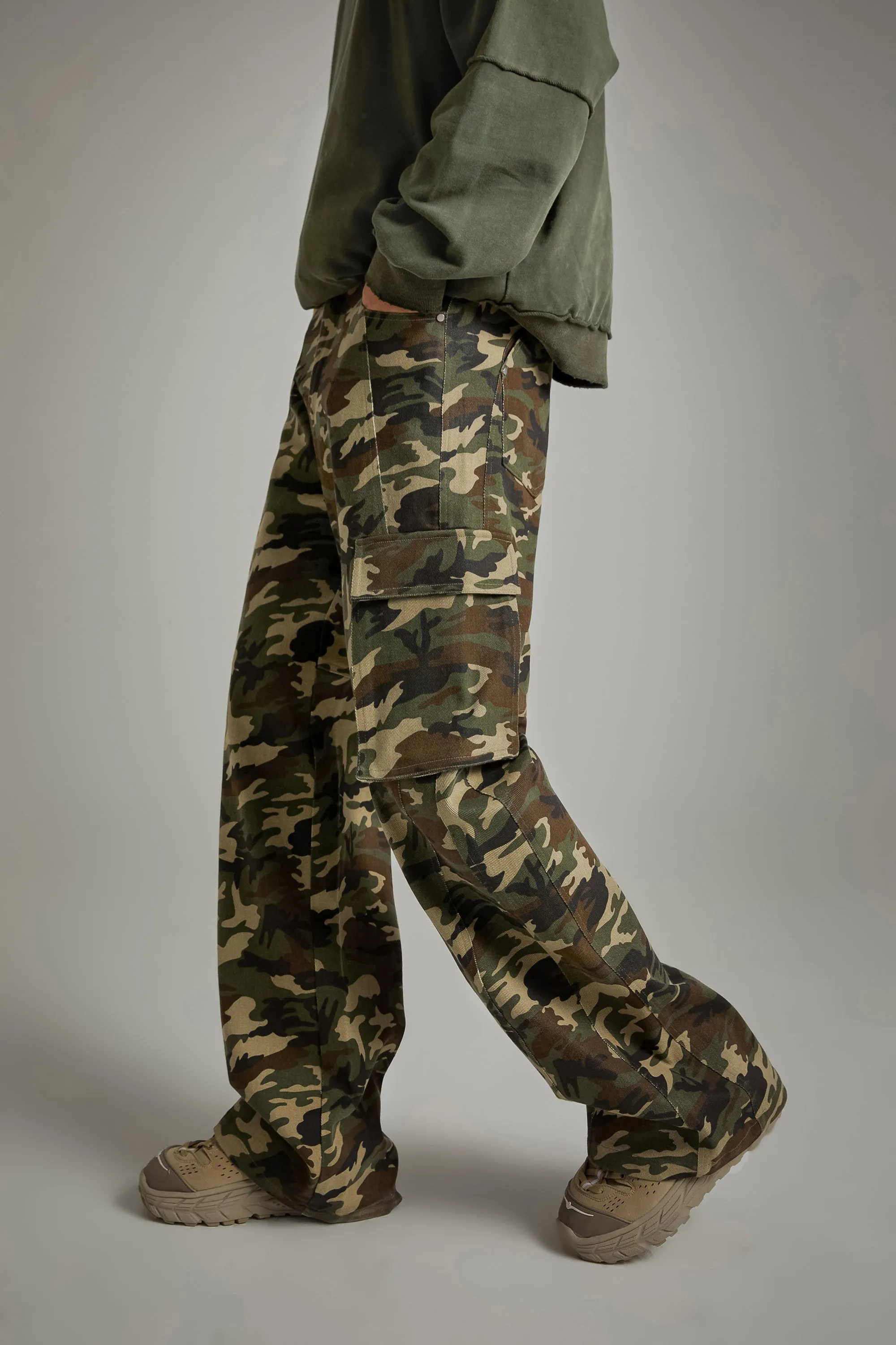 Camouflage Cargo Wide Pants