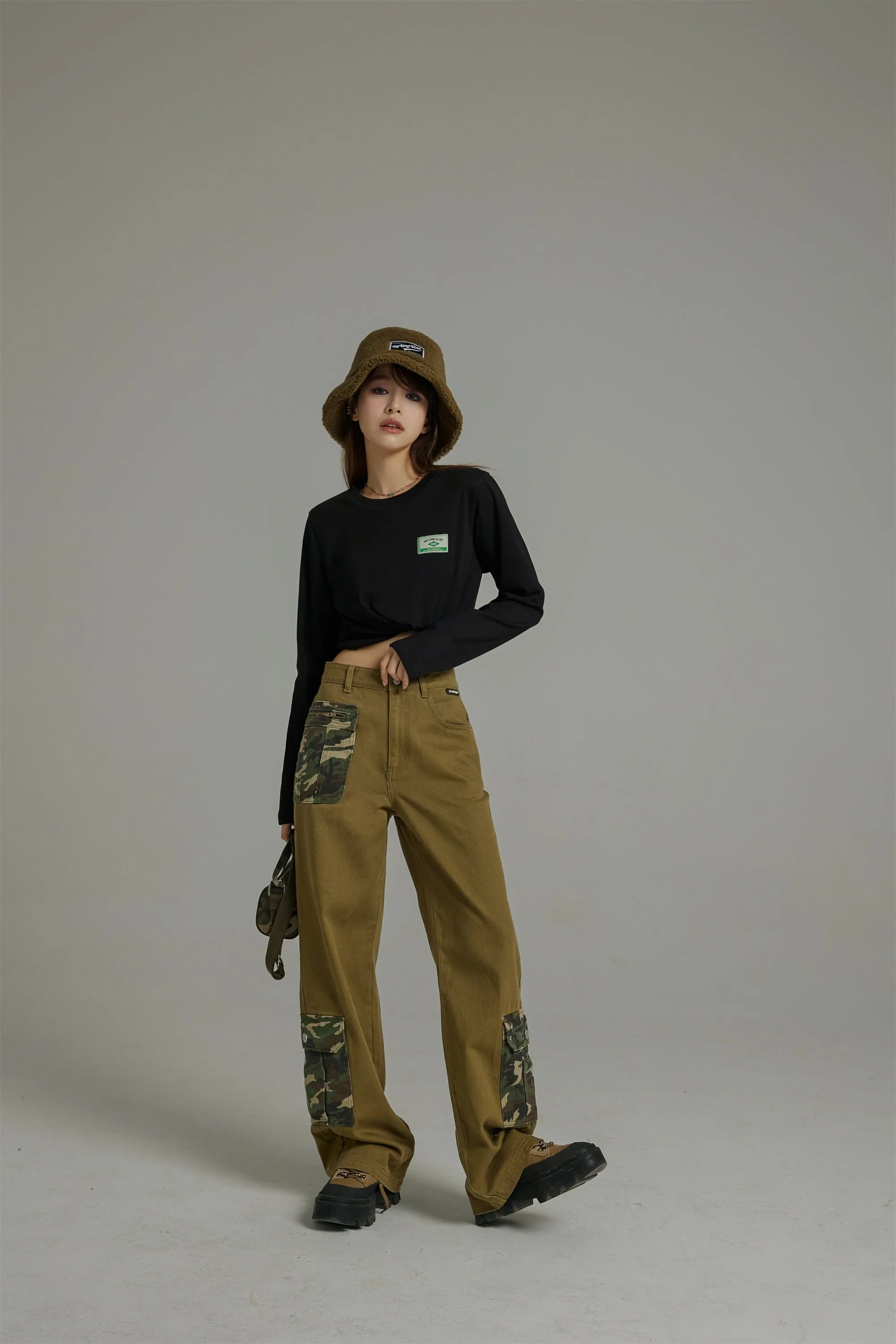 Camouflage Pocket Straight Casual Pants