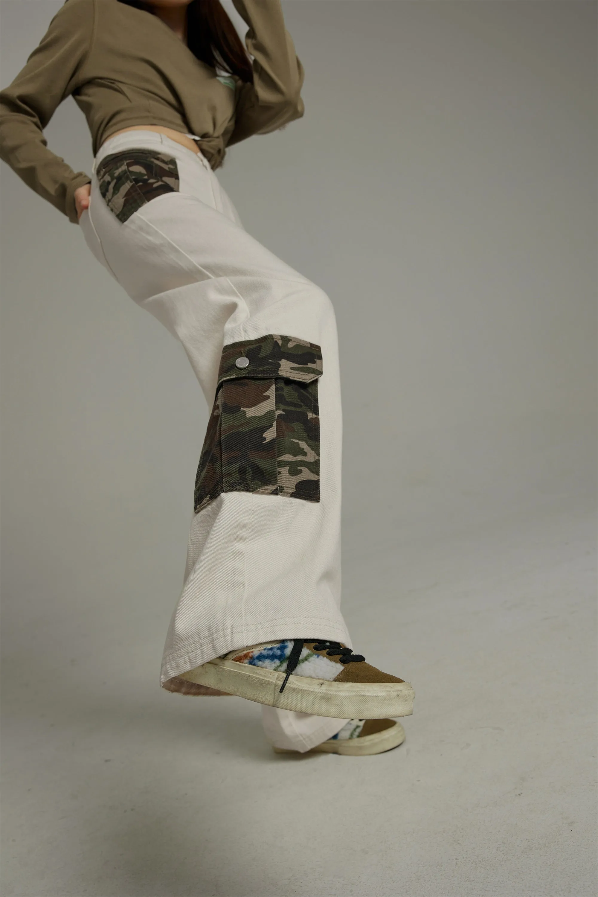 Camouflage Pocket Straight Casual Pants