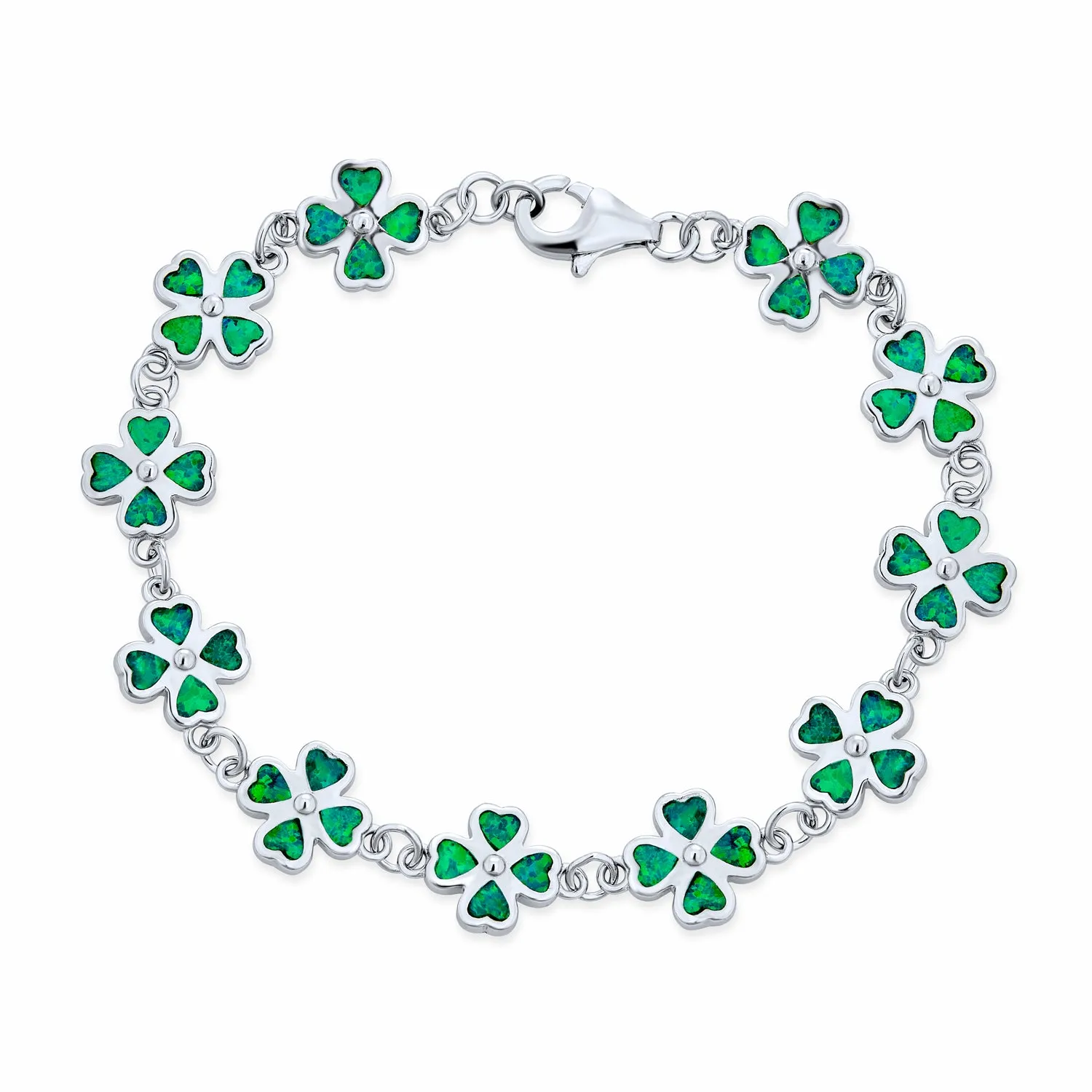 Celtic Clover Shamrock Claddagh Multi Charm Bracelet Sterling Silver