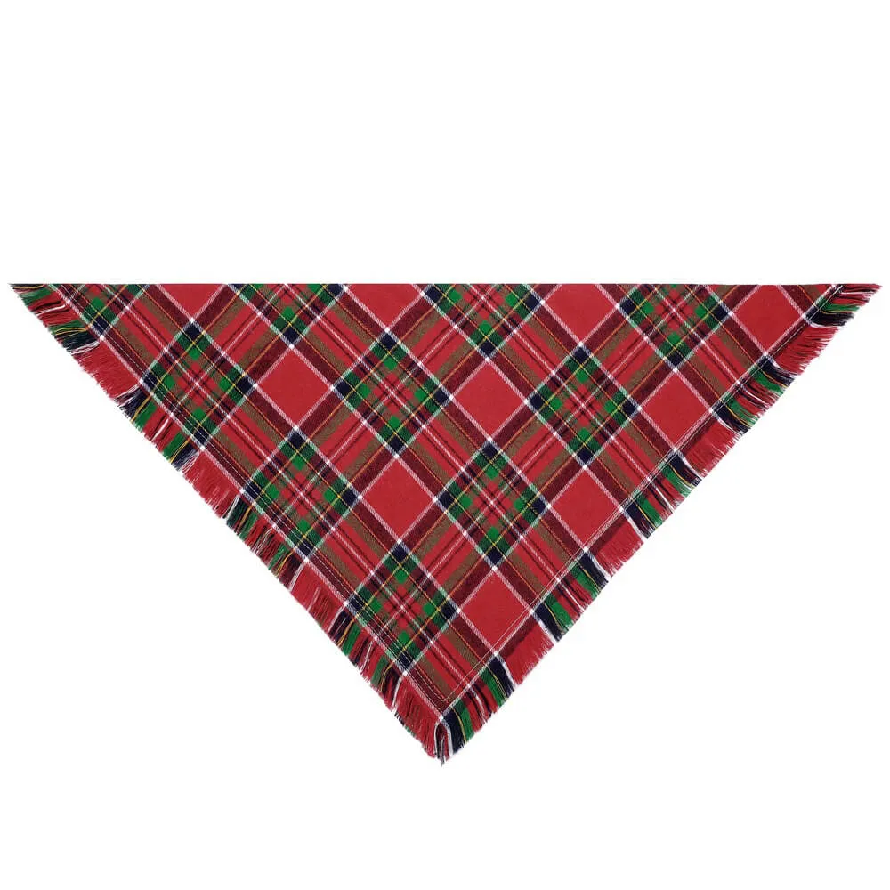 Christmas Plaid Durable Double-Stitched Seams Warm Dog Bandana