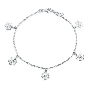 Classic Christmas Snowflake Dangle Pendant Earrings Sterling Silver Leverback