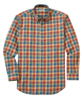 Cotton-Wool Box Plaid Long Sleeve Sport Shirt