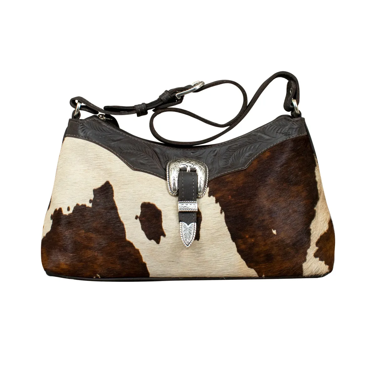 Cow Town Zip-Top Shoulder Bag - Chocolate and Pony Hair on Hide