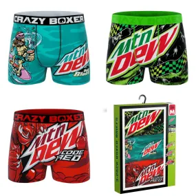 CRAZYBOXER Mountain Dew Flavors Men's Boxer Briefs 3 Pack (Creative Packaging)