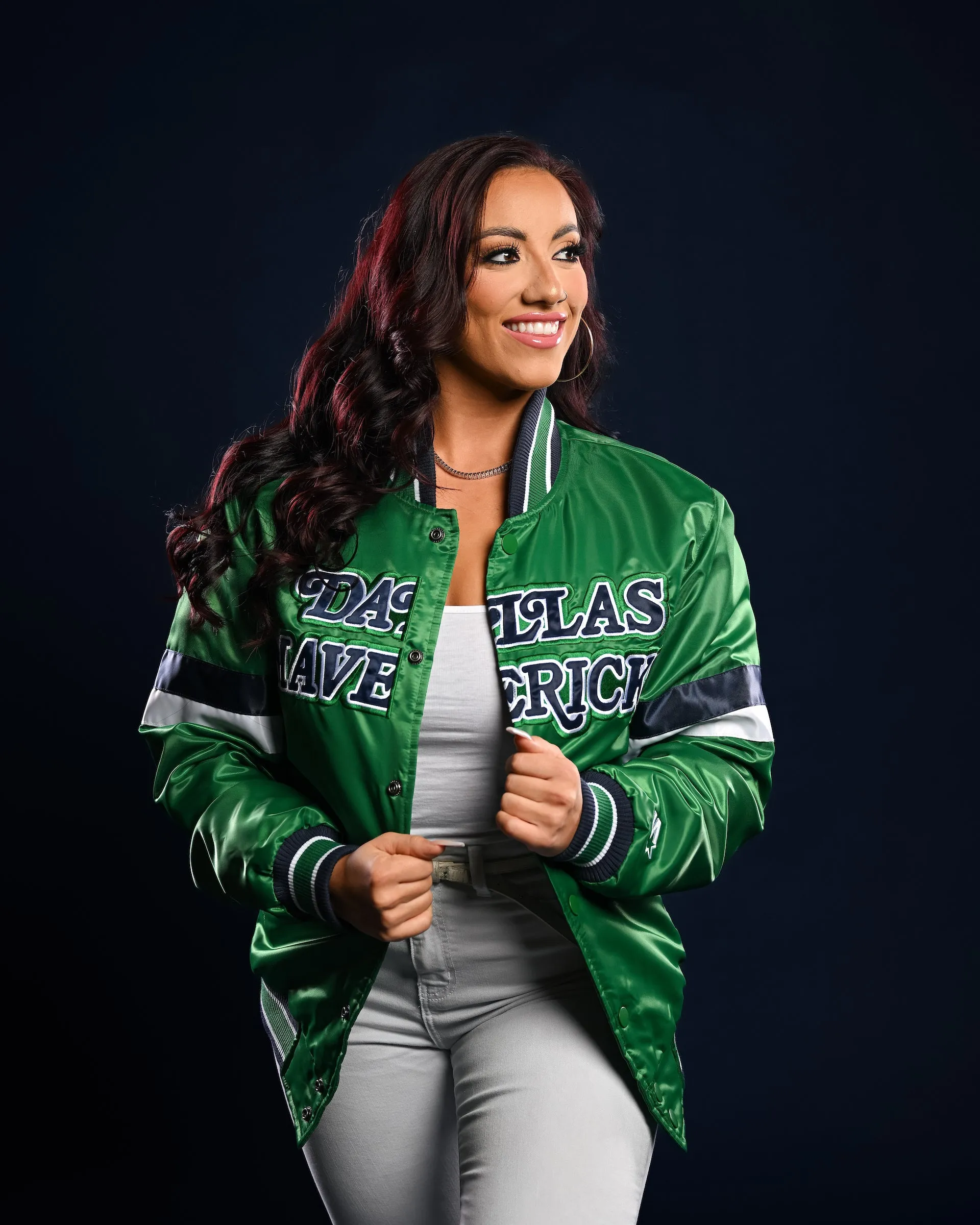 DALLAS MAVERICKS HARDWOOD CLASSIC STARTER GREEN VARSITY JACKET