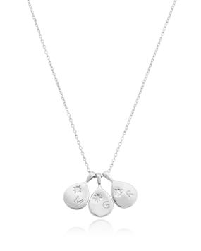 Diamond Drop Initial Necklace - 925 Sterling Silver