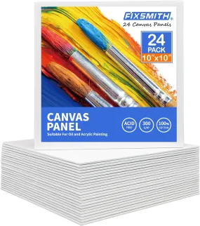 FIXSMITH Canvas Boards for Painting 10x10 Inch, Super Value 24 Pack Paint Canvases