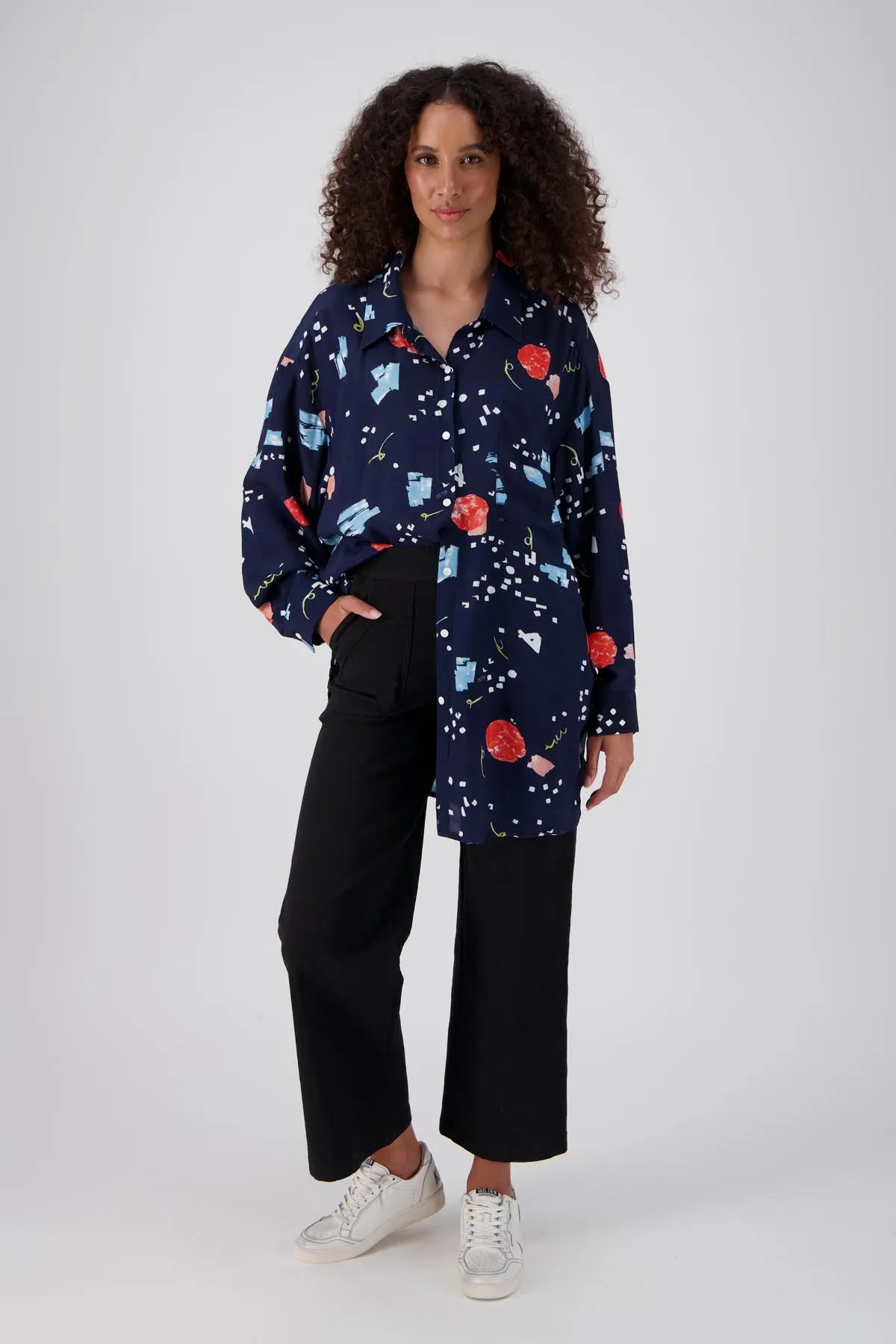 Galaxy LAX Shirt Navy in Viscose