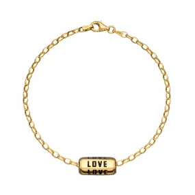 Gold Plated Love is All Around Charm Bracelet (Black)