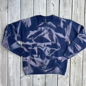 Hand Bleached Navy Fleece Pullover