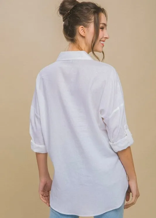 In the Clouds Linen Button Down Shirt