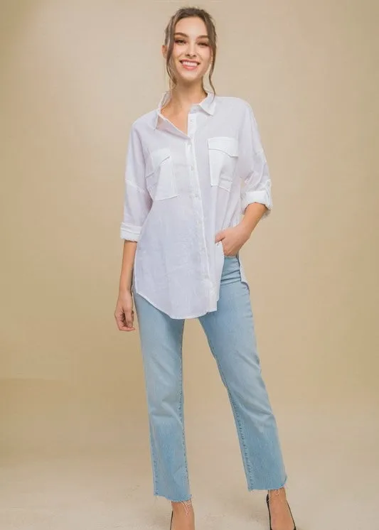 In the Clouds Linen Button Down Shirt