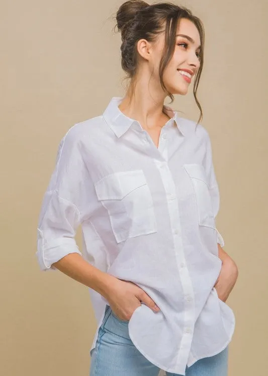 In the Clouds Linen Button Down Shirt