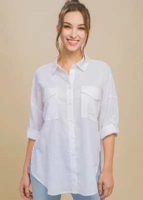 In the Clouds Linen Button Down Shirt