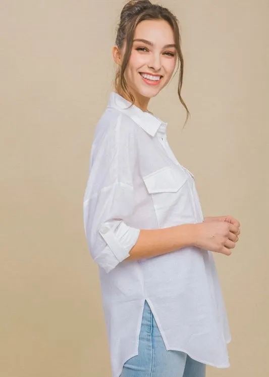 In the Clouds Linen Button Down Shirt