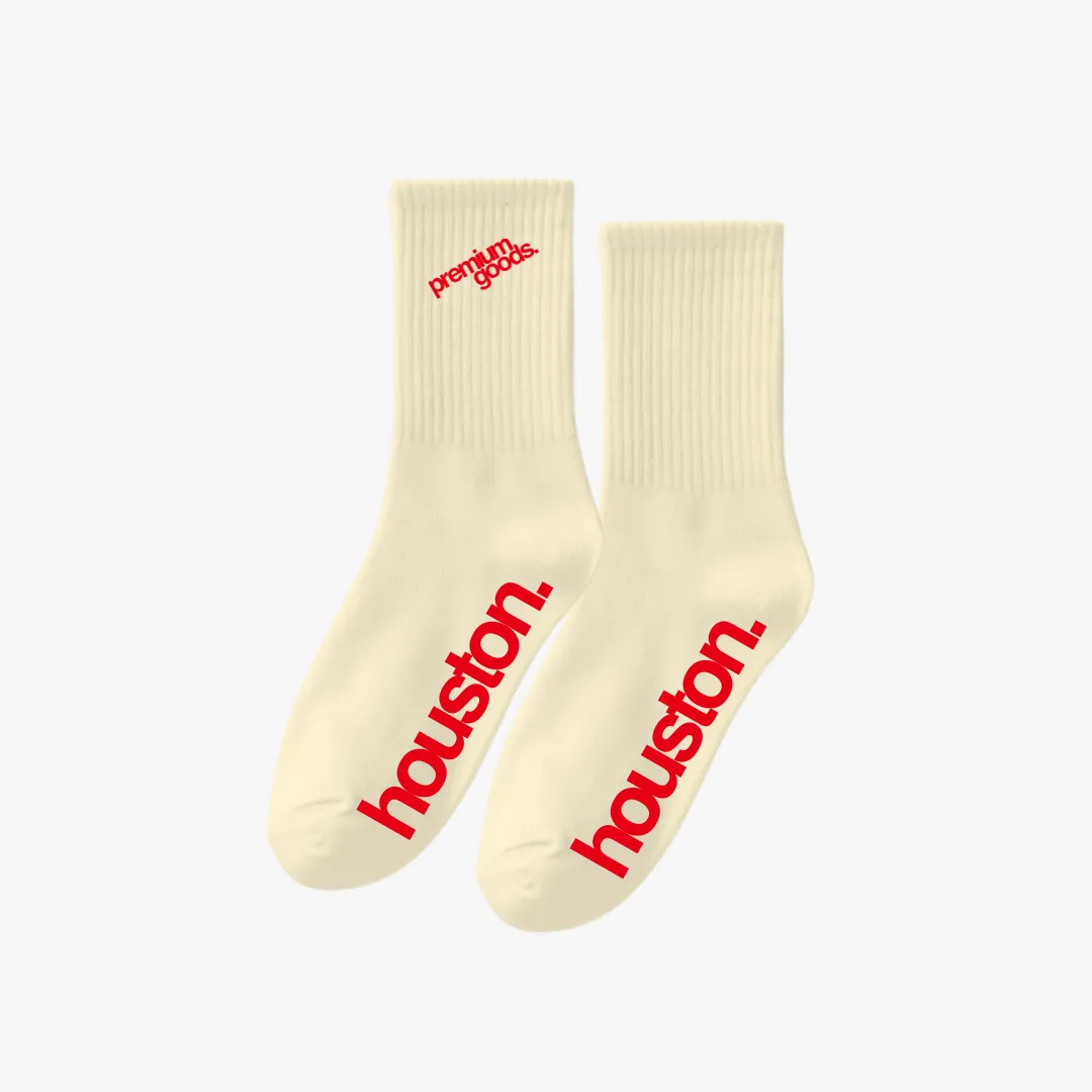 kids premiumgoods. crew socks (cream/red)