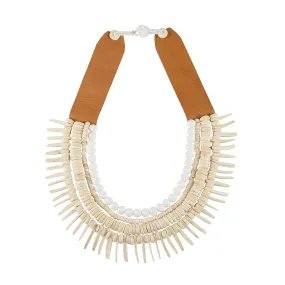 Leather Origin Necklace - WHITE/IVORY