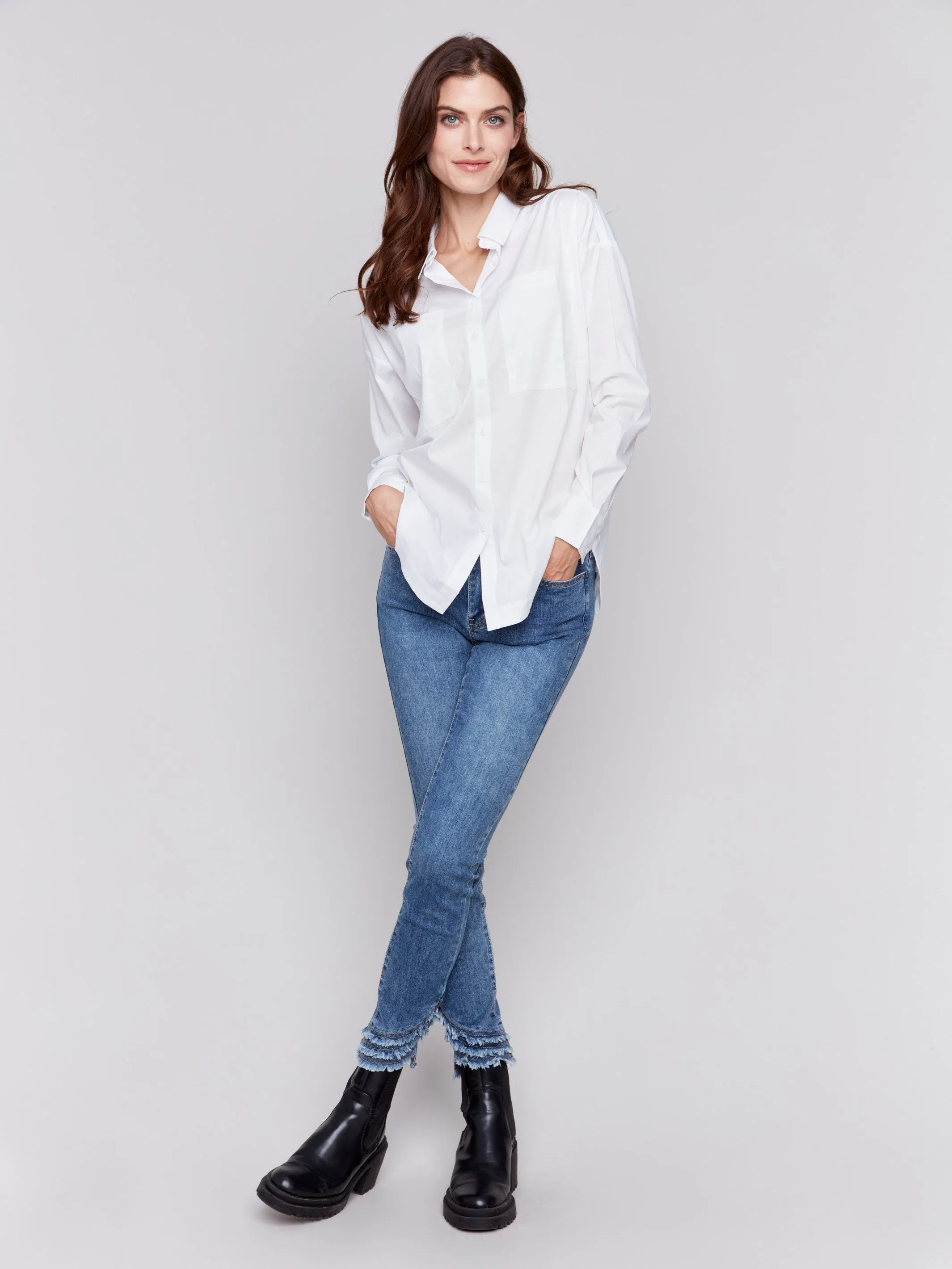 Loose Fit Poplin Shirt - White