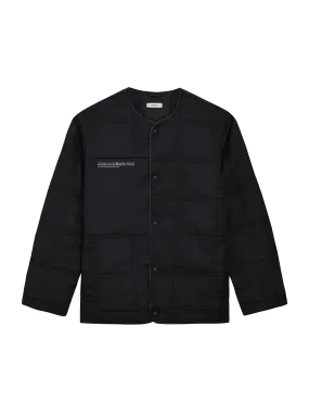 Mens Flower-Warmth Quilted Collarless Jacket —black