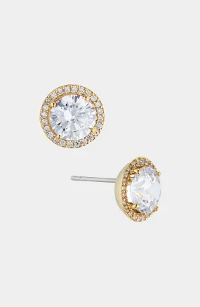 MODERN LOVE ROUND CZ HALO STUD EARRINGS