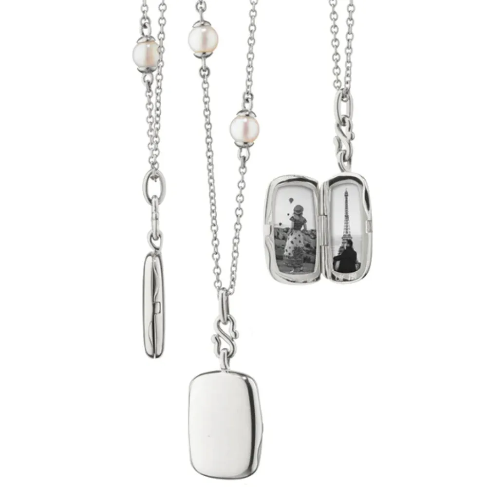 Monica Rich Kosann Slim Britt Locket Necklace on Pearl Chain