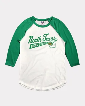 North Texas Mean Green White and Green Raglan