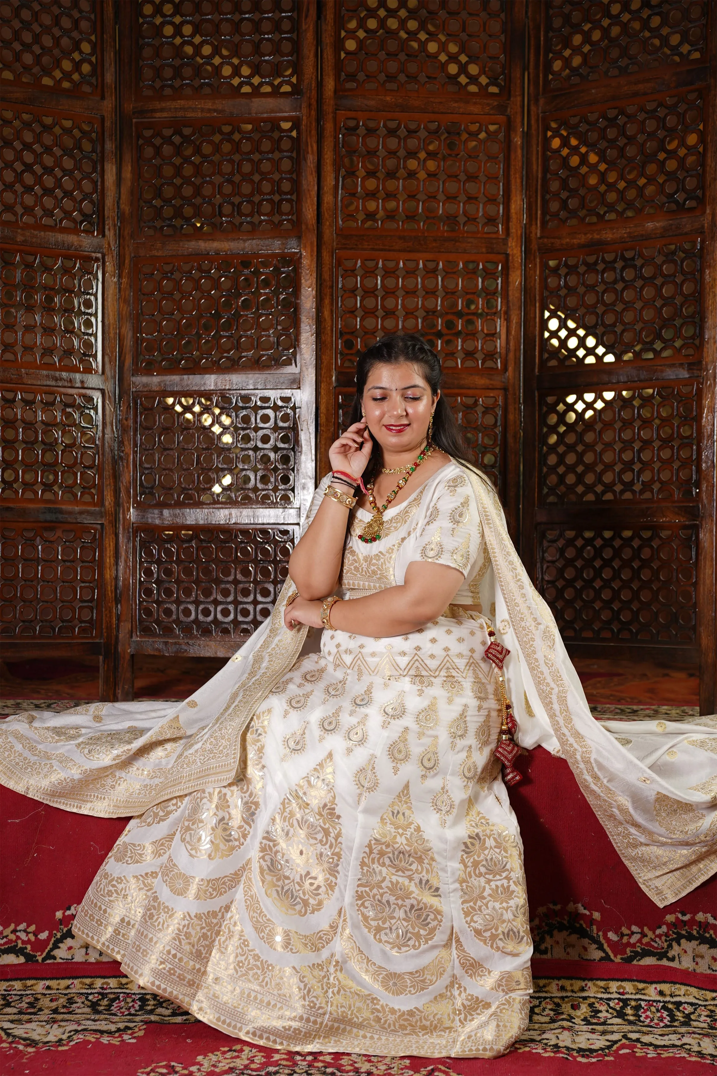 Nurvi Jacquard Silk Lehenga