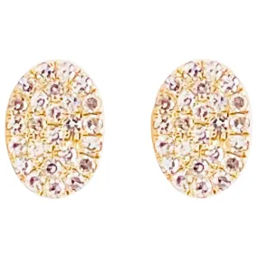 Pave Oval Diamond Stud Earrings