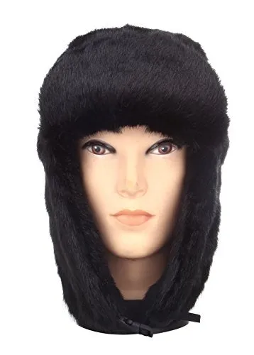 Pilot Trapper Men's Russian Winter Faux Mink Fur Pilot Aviator Ear Flaps Hat