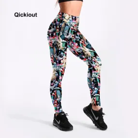 Qickitout Leggings Autumn Monster Army Legging Black 3D Printed Women catton leggings Sexy Women Anime Pants Workout plus Size