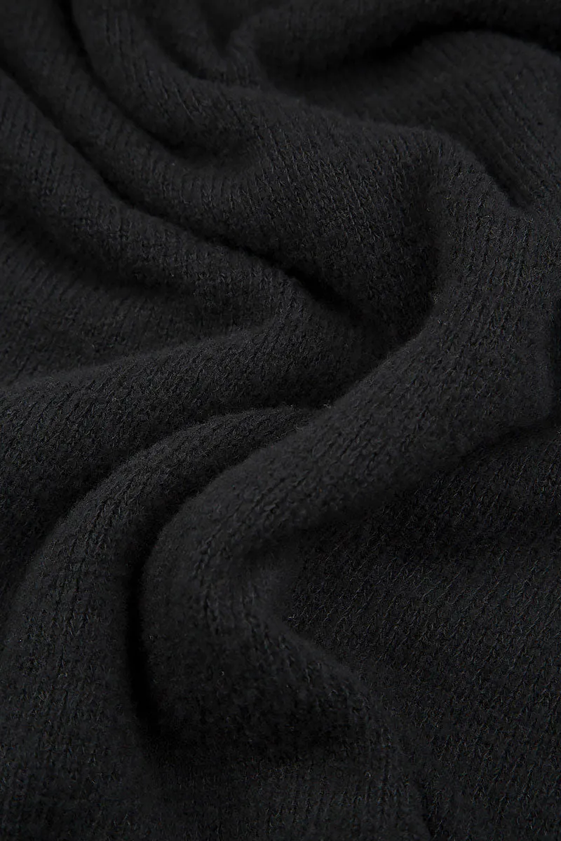 Relaxed Collar Black Wool Sweater