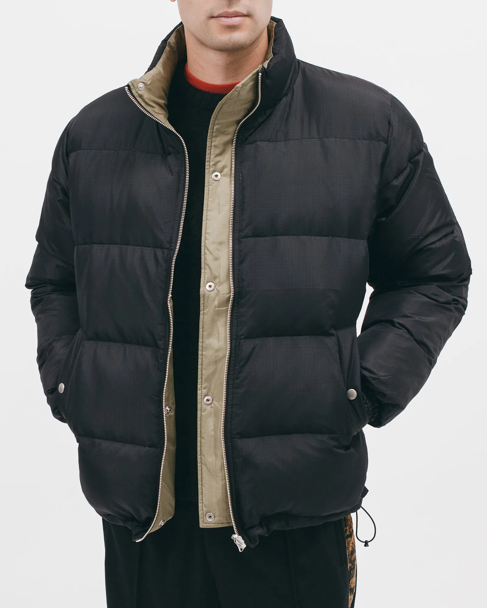 Reversible Puffer Jacket - Black / Moss